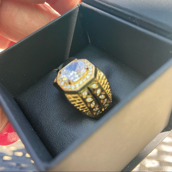 💰 Liz - Mens vintage sterling with gold vermeil CZ ring sz 10/11 - Picture 8 of 10